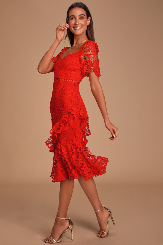 lulus red lace dress